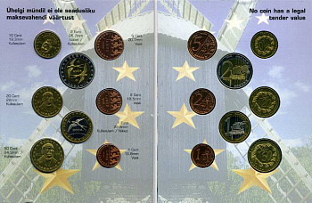Эстония набор из 8 монет 2004 европробники, в оригинальном картонном буклете, тираж 12500 экз. 5-6-3-44
