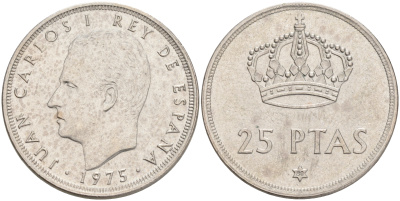 Испания 25 песет 1975 (80) Хуан Карлос I (1975-2014) KM 808 медно-никель 4561-823