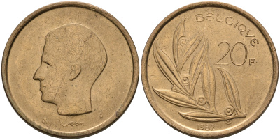 Бельгия 20 франков 1982 Belgique, Бодуэн I (1951-1993) KM 159 никель бронза 4603-945