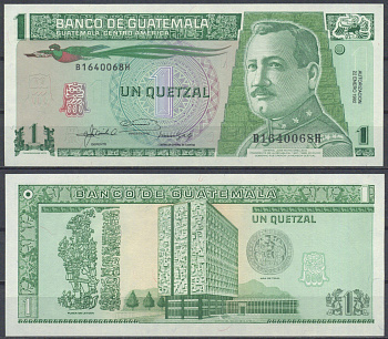 Гватемала 1 кетсаль 1992  Pick 73 c  бумага  UNC (пресс) 7221-33-2-2