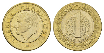 Турция 1 лира 2023 Кемаль Ататюрк KM?1575 биметалл UNC 4390-117
