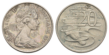 Австралия 20 центов 1981 Елизавета II (1952-2022), утконос KM 66 медно-никель 4653-1111