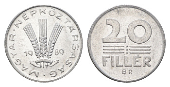 Венгрия 20 филлеров 1989 BP KM 573 алюминий 4668-164