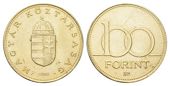 Венгрия 100 форинтов 1995 KM 698 латунь UNC 4692-1113