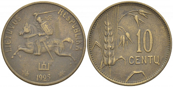 ЛИТВА 10 ЦЕНТОВ 1925 РЕСПУБЛИКА (1918-1940) KM 73 алюминиевая бронза 3718-269