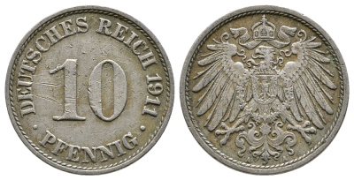 Германия 10 пфеннигов 1911 A KM 12, J. 13 медно-никель 4364-2851