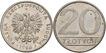 Польша 20 злотых 1986 MW Y 153.1 медно-никель 4187-642