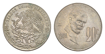 Мексика 20 сентаво 1978 Франциско Индалеси KM 442 медно-никель 4644-648