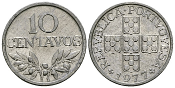 Португалия 10 сентаво 1977 KM 594 алюминий 4164-1059