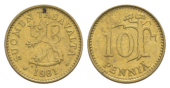 Финляндия 10 пенни 1981 KM 46 алюминиевая бронза 4647-342