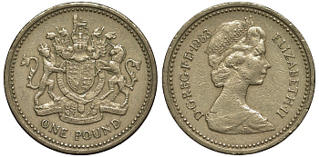 Великобритания 1 фунт 1983 Елизавета II (1952-2022) KM 933, Spink 4221 никель латунь 186-1035