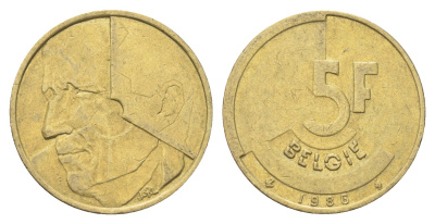 Бельгия 5 франков 1986 Belgie, Бодуэн I (1951-1993) KM 164 медь алюминий никель 4706-255