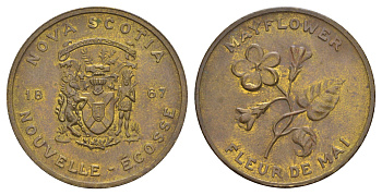 Канада медаль "Новая Шотландия 1867 - провинция Канады" ND (1965-1968) диаметр 32 мм, вес 12 гр цинк плакированная латунью 4653-841