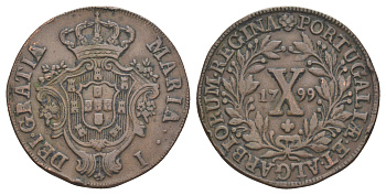 Португалия 10 реалов 1799 Мария I (1777-1816) KM 309 медь 4127-734