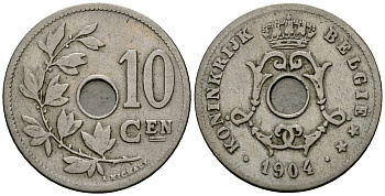Бельгия 10 сантимов 1904 Belgie KM 53 медно-никель 4172-1146