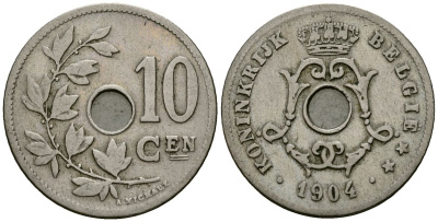 Бельгия 10 сантимов 1904 Belgie KM 53 медно-никель 4172-1146