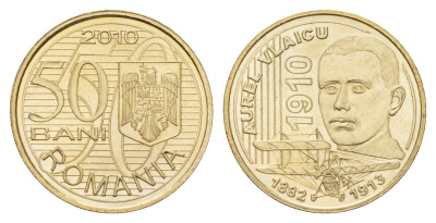 Румыния 50 бань (бани) 2010 100 лет первому полету Аурела Влайка KM 259 никель латунь UNC 3459-723