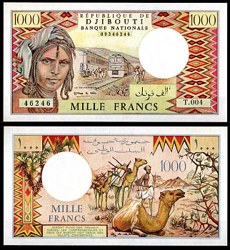 Джибути 1000 франков ND (1979-2005) Pick 37 e бумага UNC (пресс) 7214-23-1-2
