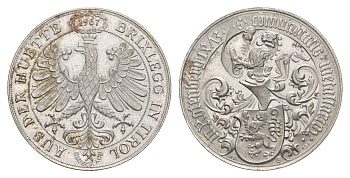 Австрия ярмарочная медаль "Брикслегг в Тироле" 1967 диаметр 25 мм, вес 5,86 гр серебро UNC 1522-625