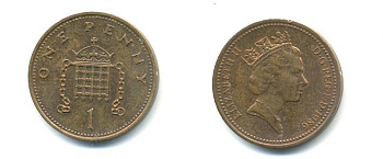 Великобритания 1 пенни 1986 Елизавета II (1952-2022) KM 935, Spink 4381 (B3) бронза 59-1621