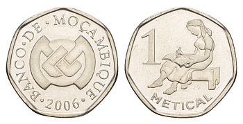 Мозамбик 1 метикал 2006 KM 137 сталь плакированная никелем UNC 4644-831
