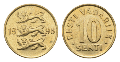 Эстония 10 сентов 1998 KM 22 латунь UNC 4689-633