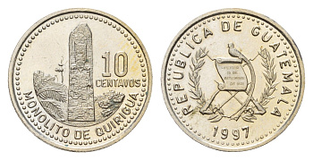 Гватемала 10 сентаво 1997 KM 277 медно-никель UNC 4643-629