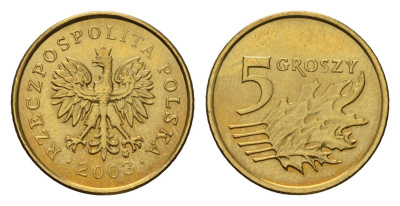 Польша 5 грошей 2003 Y 278 латунь UNC 105-964