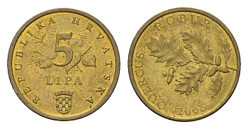 Хорватия 5 кун 2006 четный год KM 15 сталь плакированная латунью 4617-1268