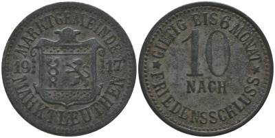 Марктлютен (Бавария) 10 пфенингов 1917 Funck 322.5, Men18 20502.5 цинк 4136-544