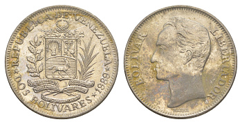 Венесуэла 2 боливара 1989 Симон Боливар Y 43a сталь плакированная никелем 4583-236