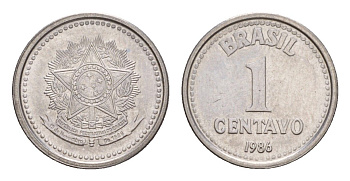 Бразилия 1 сентаво 1986 KM 600 нержавеющая сталь aUNC 4649-816
