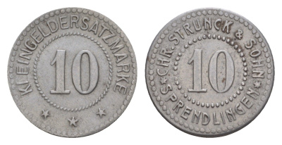 Шпрендлинген 10 пфеннигов ND Chr. Strunck and Sohn Men05 23836.2, Men18 29808.2 железо 4643-932