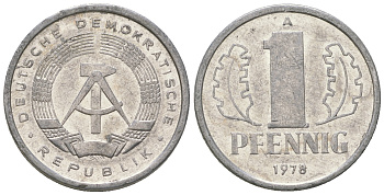 ГДР 1 пфенниг 1978 А KM 8.2 алюминий 4623-343
