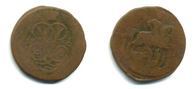 РОССИЯ 1 КОПЕЙКА 1760 медь 61-755