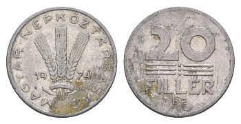 Венгрия 20 филлеров 1974 BP KM 573 алюминий 4658-545
