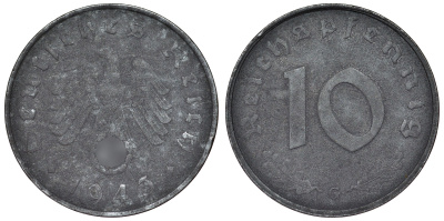 Германия 10 рейхспфеннигов 1943 G KM 101, J. 371 цинк 4121-1045