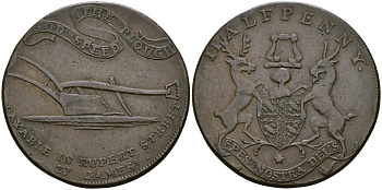 Великобритания 1/2 пенни ND God Speed ??The Plough, токены Кондера медь 000-000