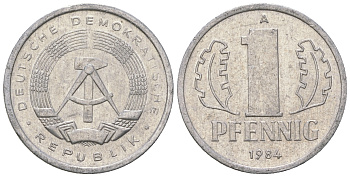 ГДР 1 пфенниг 1984 А KM 8.2 алюминий 4651-113