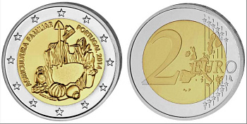 Португалия 2 евро 2014 международный год семейных фермерских хозяйств KM 839 биметалл UNC M46-06