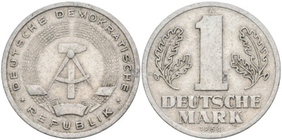 ГДР 1 марка 1956 А KM 13 алюминий 4571-721