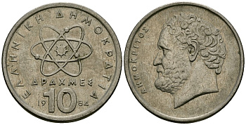 Греция 10 драхм 1984 Демокрит KM 132 медно-никель 4394-143