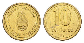 Аргентина 10 сентаво 1993 KM 107 алюминиевая бронза aUNC 4664-563