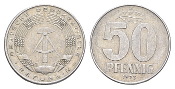 ГДР 50 пфеннигов 1973 A KM 12.2 алюминий 4648-1031