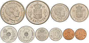 Дания набор из 5 монет 1975 Маргрете II (1972-) UNC 1-5-2-50