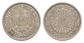 Германия 50 рейхспфеннигов 1928 E KM 49, J. 324 никель 4615-245