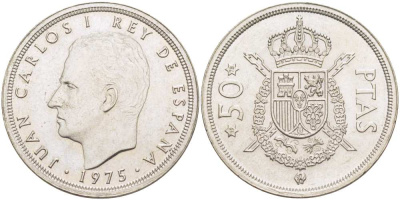 Испания 50 песет 1975 (78) Хуан Карлос I (1975-2014) KM 809 медно-никель UNC 4517-245