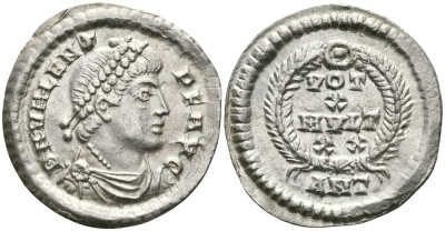 Римская Империя аргентей (силиква) 361 - 375 Валент VOT X MVLT XX Антиохия about Extremely fine RIC 34b серебро 1073-10-93