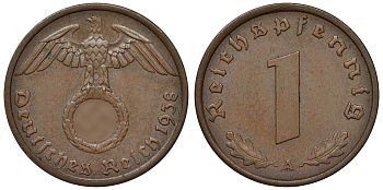 Германия 1 рейхспфенниг 1938 A KM 89, J. 361 бронза 4124-147