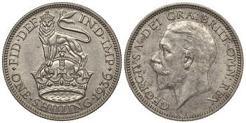 Великобритания 1 шиллинг 1936 Георг V (1910-1936) KM 833, Spink 4039 серебро aUNC 1074-8-73